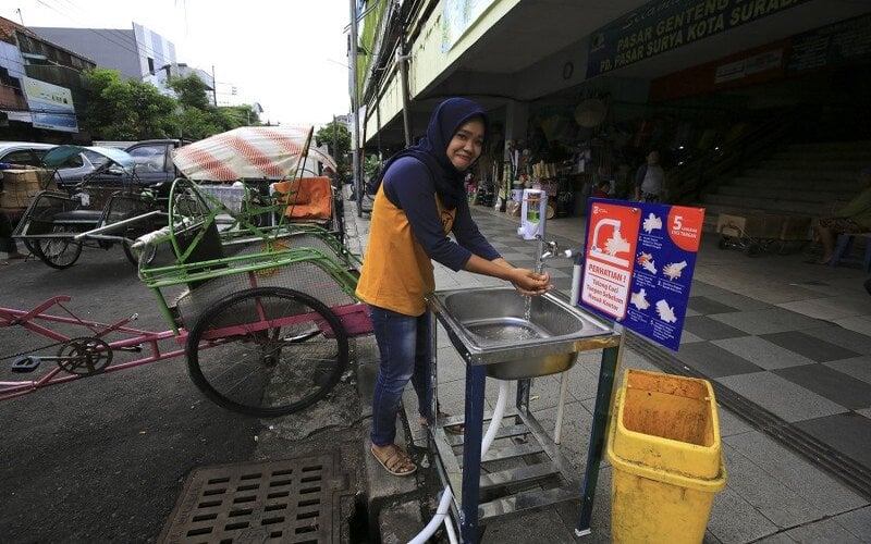  Antisipasi Corona, 140 Tempat Cuci Tangan Dipasang di Surabaya