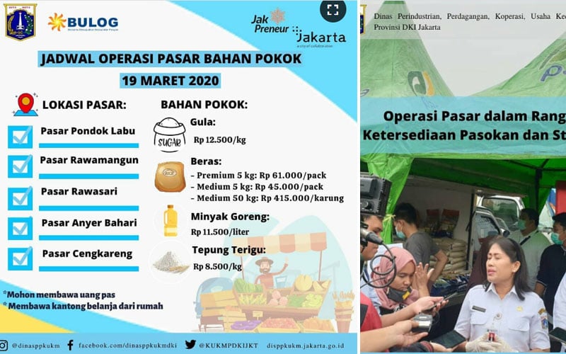  DKI Gelar Operasi Pasar, Per Kg: Gula Rp12.500, Beras Rp9.000, Tepung Terigu Rp8.500 