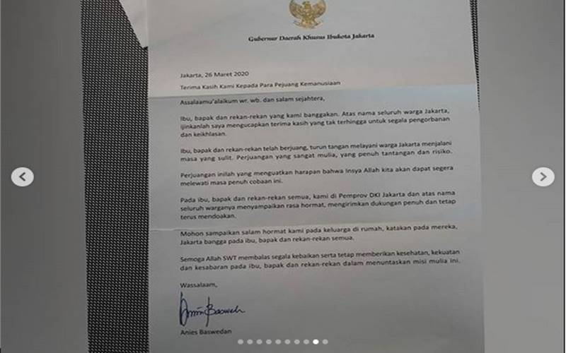  Viral ‘Surat Cinta’ Anies Baswedan untuk Tenaga Medis Covid-19