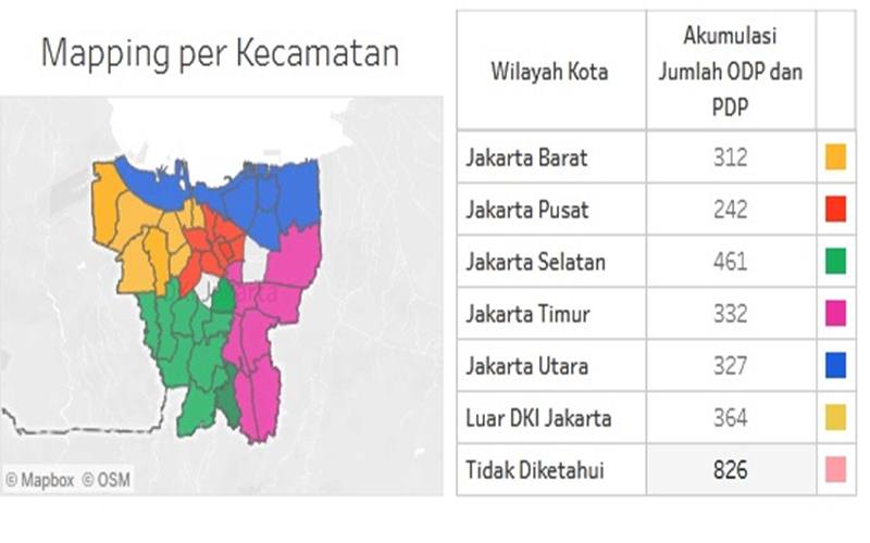  Update Peta Sebaran: 524 Orang Positif Covid-19 di Jakarta
