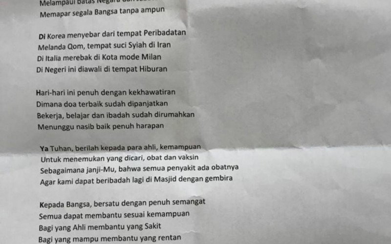  Coretan Puisi JK tentang Corona : Semuanya atas Kehendak ke Allah