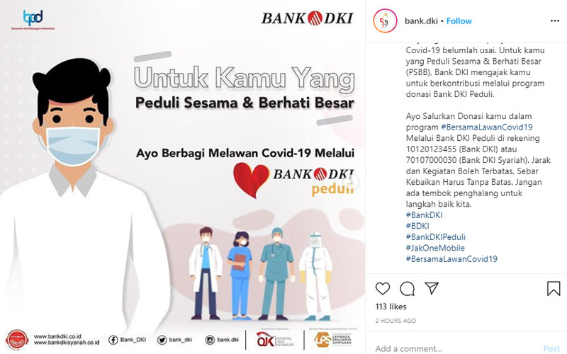  Bank DKI Ajak Warga Jakarta Berdonasi Lawan Covid-19