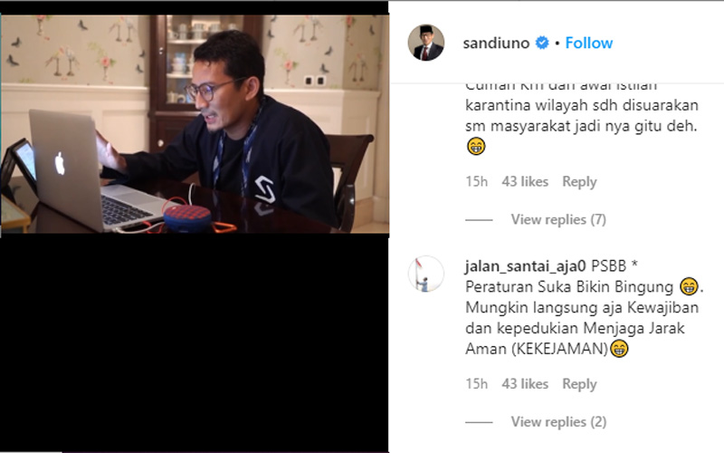  Sandi Tantang Netizen Buat Istilah Populer PSBB, Ini Komentar Lucu Mereka