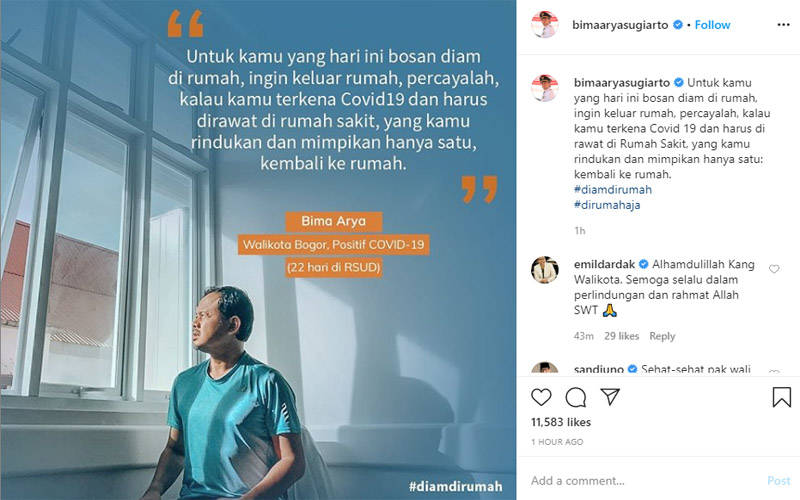  Bima Arya: Pilih Bosan di Rumah atau Sendirian Terbaring di Kamar Isolasi Corona?