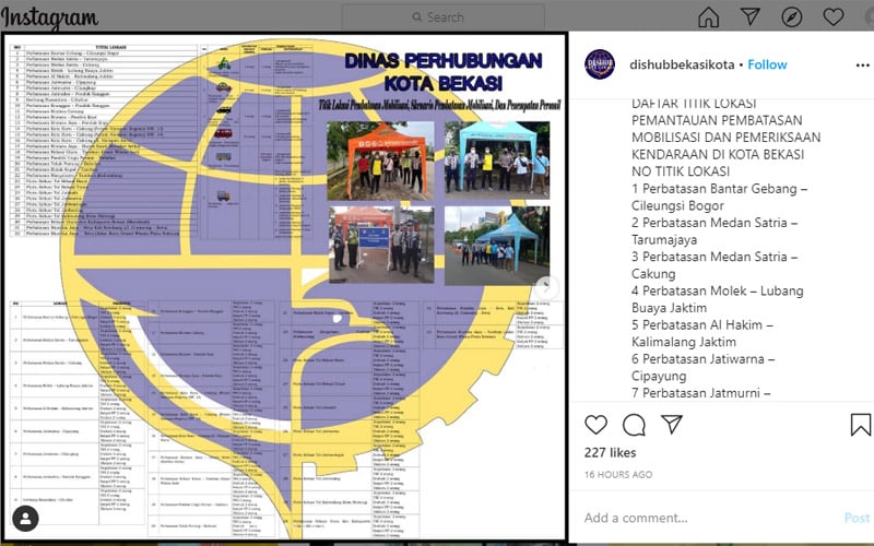  @dishubbekasikota: Begini Aturan Pembatasan Kendaraan di 32 Check Point