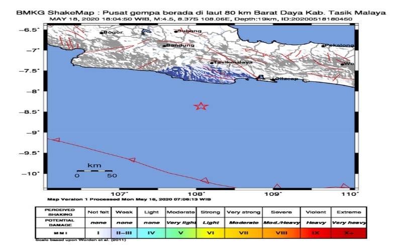  Tasikmalaya Gempa Magnitudo 4,5