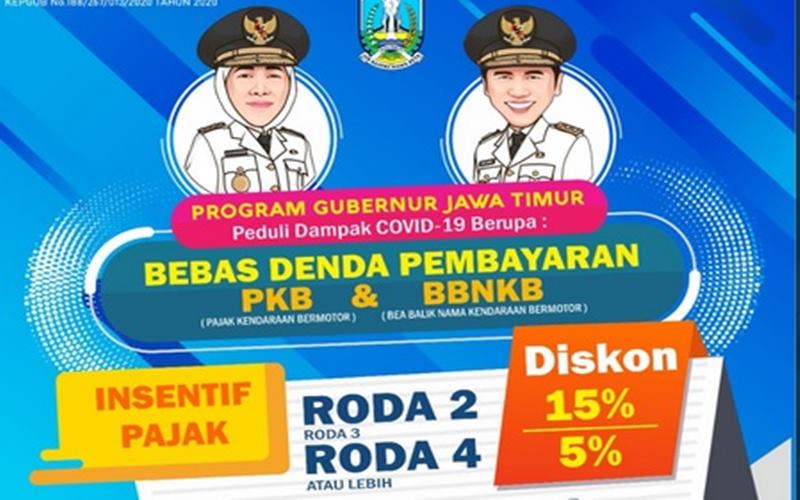  Insentif Pajak saat Corona: Bebas Denda dan Diskon 15 Persen Bayar PKB dan BBNKB di Jatim