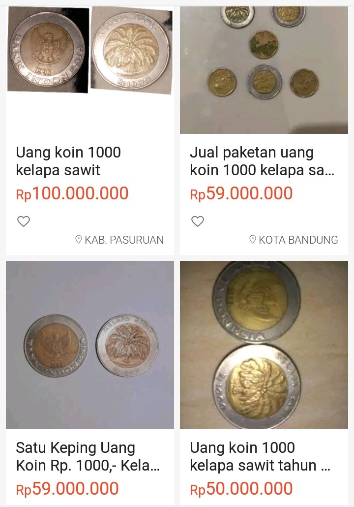Sedang Viral, Uang Koin Rp1.000 Kelapa Sawit Dijual Ratusan Juta 