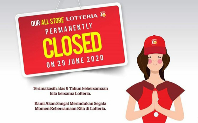  Lotteria Tutup Seluruh Gerai Permanen Akhir Bulan Ini