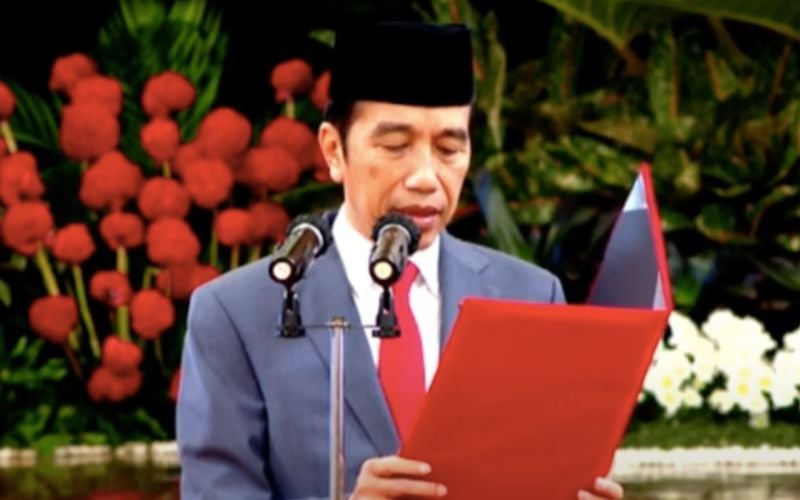 Presiden Joko Widodo secara resmi melantik keanggotaan Legiun Veteran Republik Indonesia di Istana Negara, Jakarta, Rabu (24/6/2020). - Youtube Sekretariat Presiden.