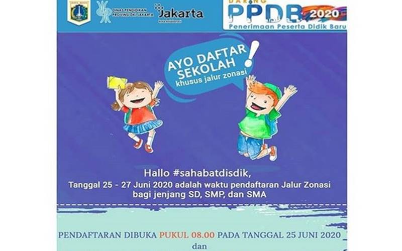  PPDB Jakarta 2020: Pendaftaran Jalur Zonasi SD, SMP, SMA Dibuka Hari Ini