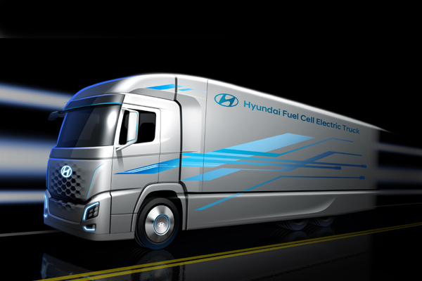 Sekilas model truk listrik hidrogen Hyundai. /Hyundai