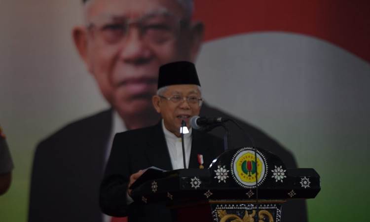 Wakil Presiden Ma'ruf Amin saat memberikan kuliah umum di Universitas Mataram, Nusa Tenggara Barat, Rabu (19/2/2020)/Istimewa