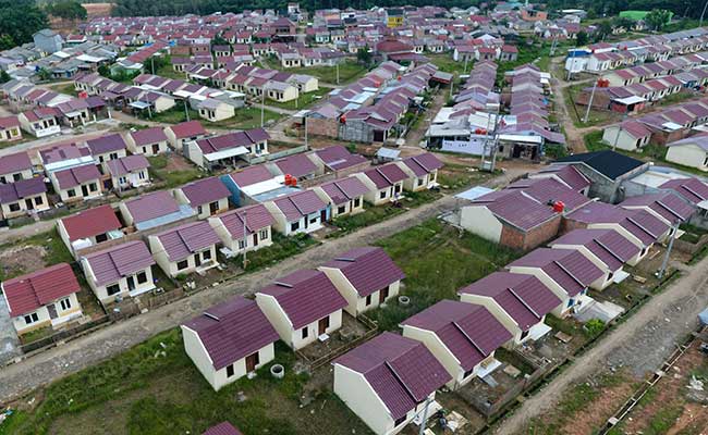 Foto aerial kompleks perumahan bersubsidi di Palembang, Sumatera Selatan, Jumat (31/1/2020)./Antara-Nova Wahyudi