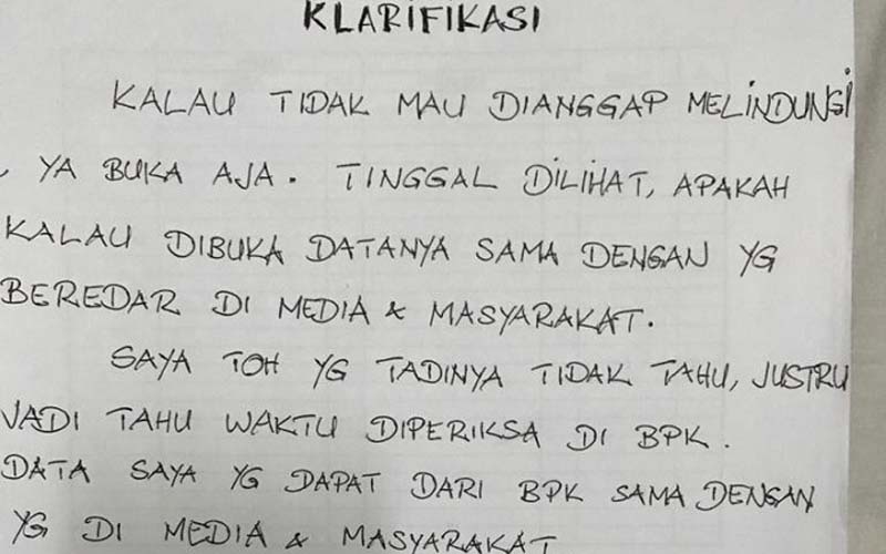  Melalui Tulisan Tangan, Benny Tjokro Minta Data Koleksi Saham Jiwasraya Dibuka