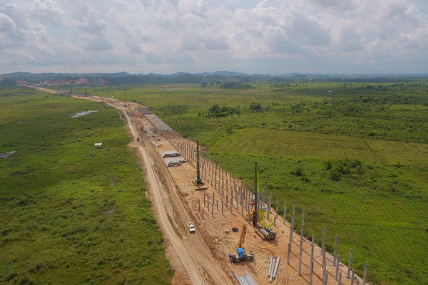 Pembangunan jalan tol Balikpapan Samarinda. Foto diambil pada Rabu (4/7/2018)./Istimewa-Jasamarga Balikpapan Samarinda