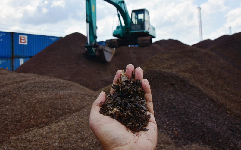 Cangkang sawit yang dianggap limbah kini menjadi salah satu komoditas ekspor. /Antara.
