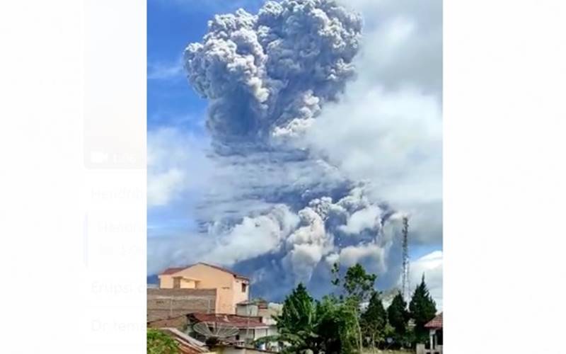 Gunung Sinabung Meletus 2 Kali, Abu Vulkanik Sampai ke Langkat