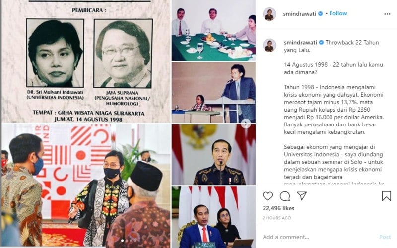  Sri Mulyani Buka-Bukaan Soal Foto Seminar Saat Krisis 1998 Bareng Jokowi