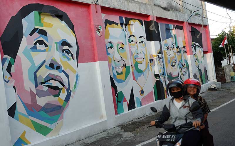  Mural Wajah Presiden Indonesia Dari Soekarno Hingga Joko Widodo Menghiasi Kampung di Solo