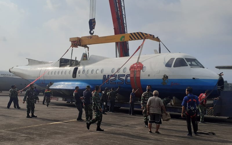 Pesawat N250 Gatotkaca diangkut keMuseum Pusat TNI AU Dirgantara Mandala (Muspusdirla) Yogyakarta/Twitter-@_TNIAU