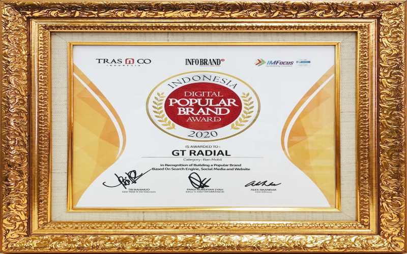  GT Radial dan IRC Gaet Penghargaan Indonesia Digital Popular Brand Award 2020