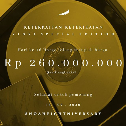  Raffi dan Nagita Menangkan Lelang Vinyl Emas Noah Rp260 Juta