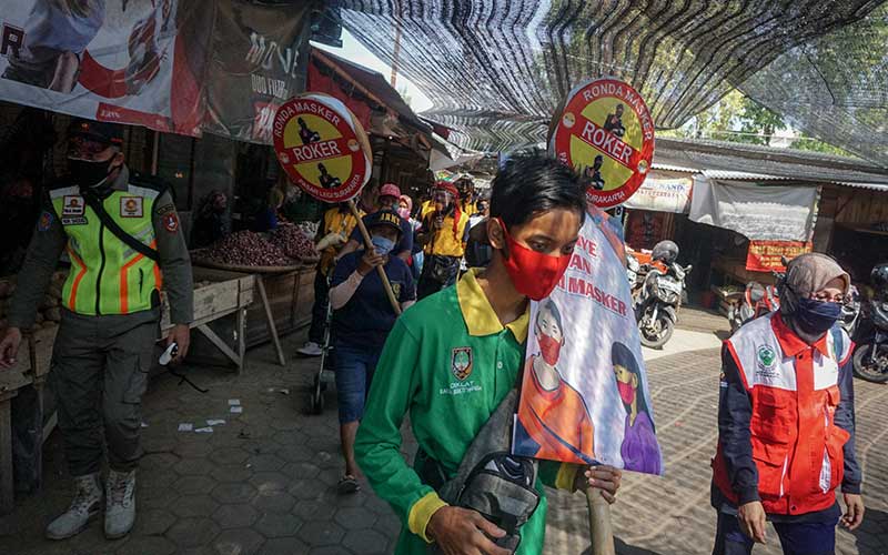  Ronda Masker di Pasar Tradisional Untuk Ingatkan Warga Tentang Prokotol Kesehatan