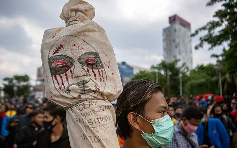  Mahasiswa Yang Tergabung Dalam BEM se-Sumatra Selatan Gelar Demo Tolak Pengesehan UU Cipta Kerja