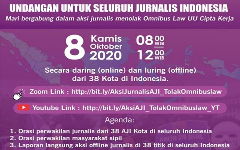  AJI Gelar Demo Online dan Luring Tolak Omnibus Law UU Cipta Kerja