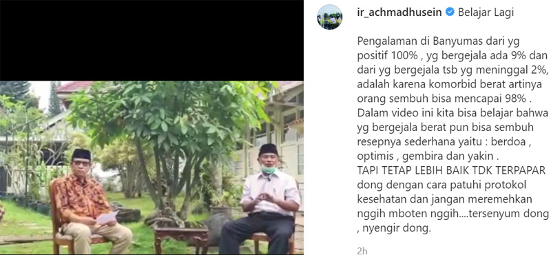  Kritis Tertular Covid-19, Legislator Banyumas Imam Santosa Sembuh Total. Ini Kiatnya