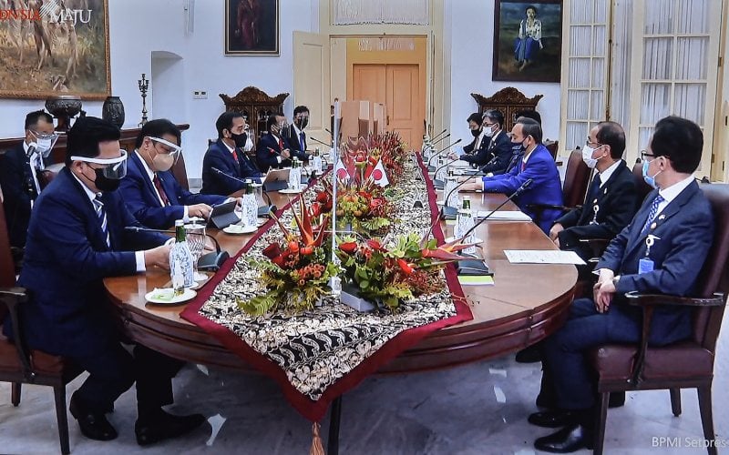 Pertemuan Bilateral Presiden Joko Widodo dan PM Jepang Yoshihide Suga beserta Delegasi di Istana Kepresidenan Bogor, Jabar, Selasa (20/10/2020) sore. /Setkab