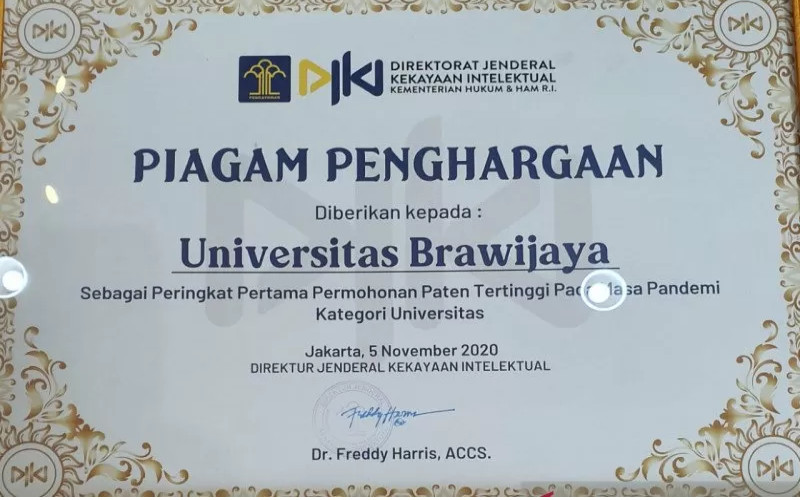  Unibraw, Perguruan Tinggi Ajukan Paten Terbanyak Saat Pandemi