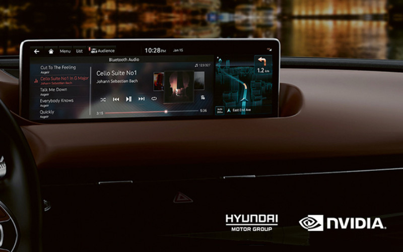 Sejaun ini, platform NVIDIA DRIVE telah mendukung sistem IVI canggih yang disematkan pada model Genesis GV80 dan G80. /Hyundai