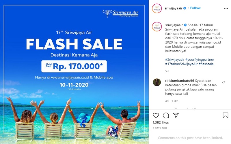  Promo Tiket Sriwijaya Air Rp170.000, Ini Daftar Rute Pesawat Domestik. Berlaku Hari Ini Saja! 