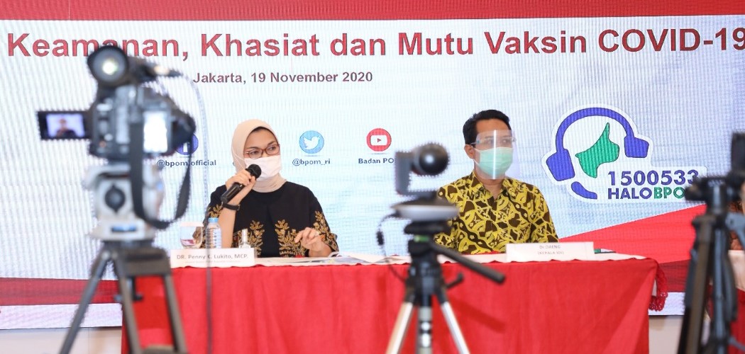 Ketua BPOM ) Penny Kusumastuti Lukito memberi penjelasan jadwal kapan vaksin corona atau Covid-19 masuk dan diedarkan di Indonesia. - Dok. BPOM