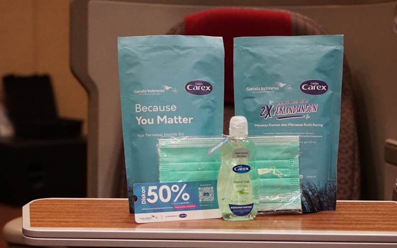  Gandeng Carex, Garuda Sediakan 100.000 Personal Health Kit di Pesawat