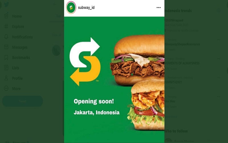  Subway Indonesia Viral di Medsos, Warganet Kena Prank! 