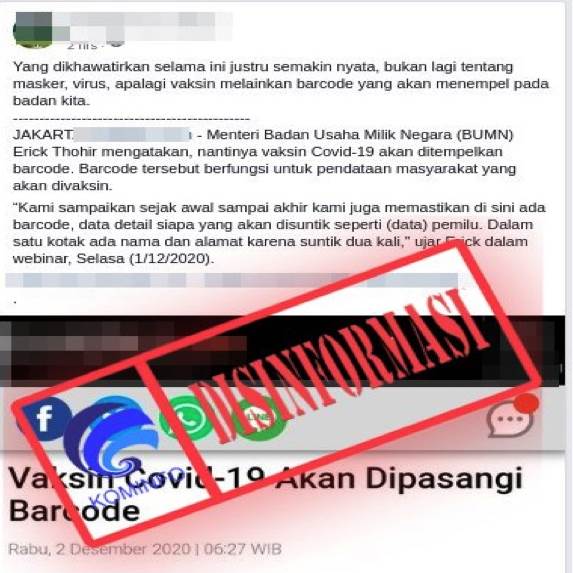  Cek Fakta : Vaksin Covid-19 Dipasangi Barcode, Masuk ke Tubuh Manusia