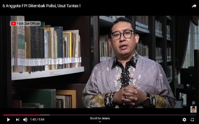  Usut Penembakan 6 Laskar FPI, Fadli Zon Kembali Desak Pembentukan TGPF