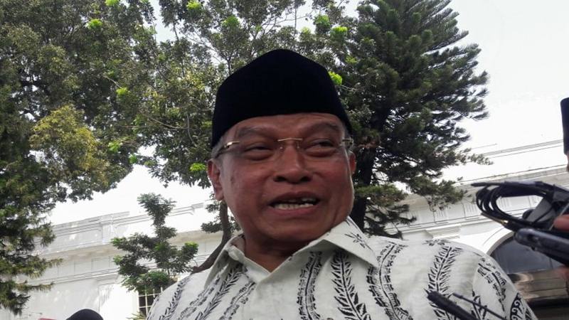 KH Said Aqil Siradj saat memberi keterangan di halaman Istana Negara, Jakarta, Kamis (9/5/2019)./Antara