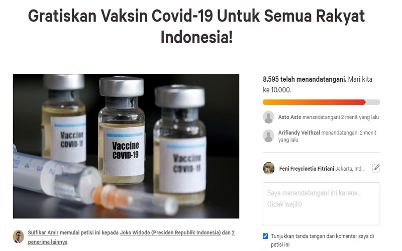  Jokowi Gratiskan Vaksin Covid-19, Petisi Online Netizen Sukses!