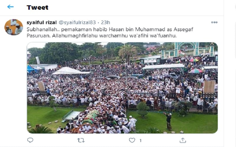  Menimbulkan Kerumunan, Pemakaman Habib Hasan di Pasuruan Tuai Sorotan 