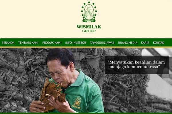Screenshot website/wismilak.com