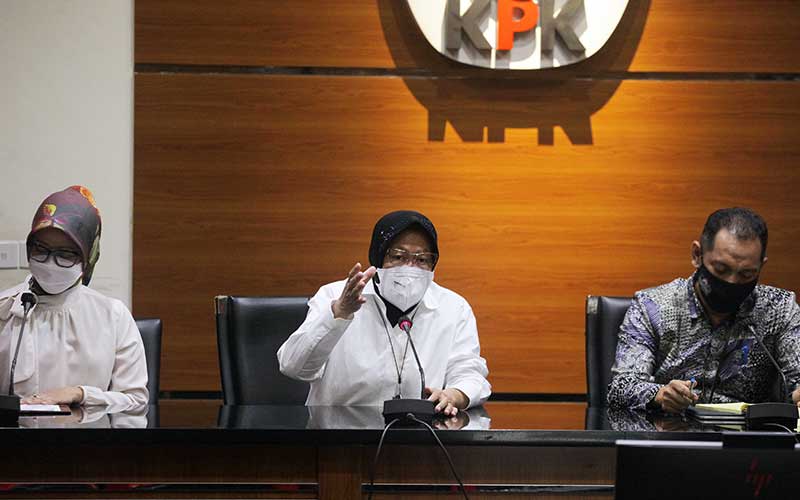  Mensos Tri Rismaharini Datangi KPK Untuk Koordinasi Pengolaan Dana Bansos