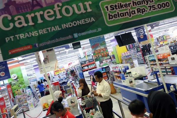 Gerai Carrefour Trans Retail Indonesia. /Bisnis.com
