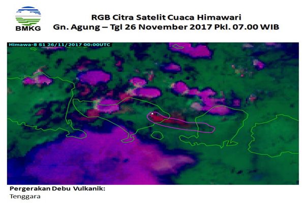 Citra satelit BMKG di GUnung Agung/BMKG