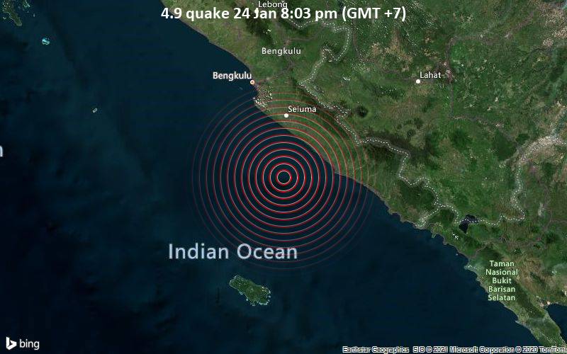  Gempa Bumi Berkekuatan M4,9 Melanda Bengkulu