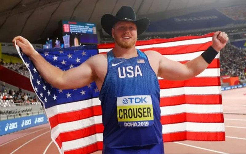 Atlet tolak peluru Amerika Serikat Ryan Crouser, pemegang rekor dunia./Antara/Reuters