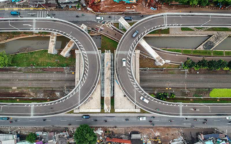  Dinas Bina Marga DKI Jakarta Melakukan Uji Coba Jalan Layang Tapal Kuda di Lenteng Agung